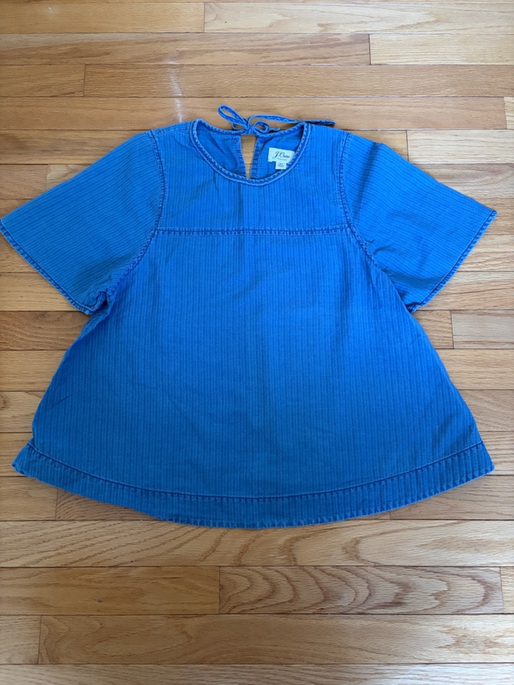 Jcrew Chambray Blue Short Sleeve Tie-Back Top